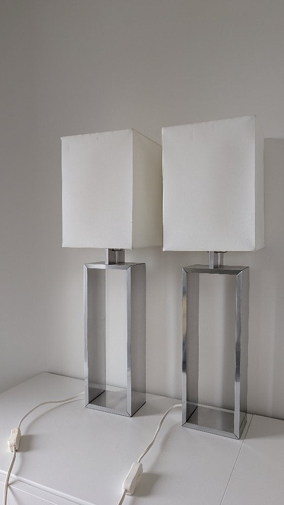 IKEA KLABB tafel-/nachtlampen – set van 2 (chroom / wit), Maison & Meubles, Blanc, 44 cm, Enlèvement, IKEA