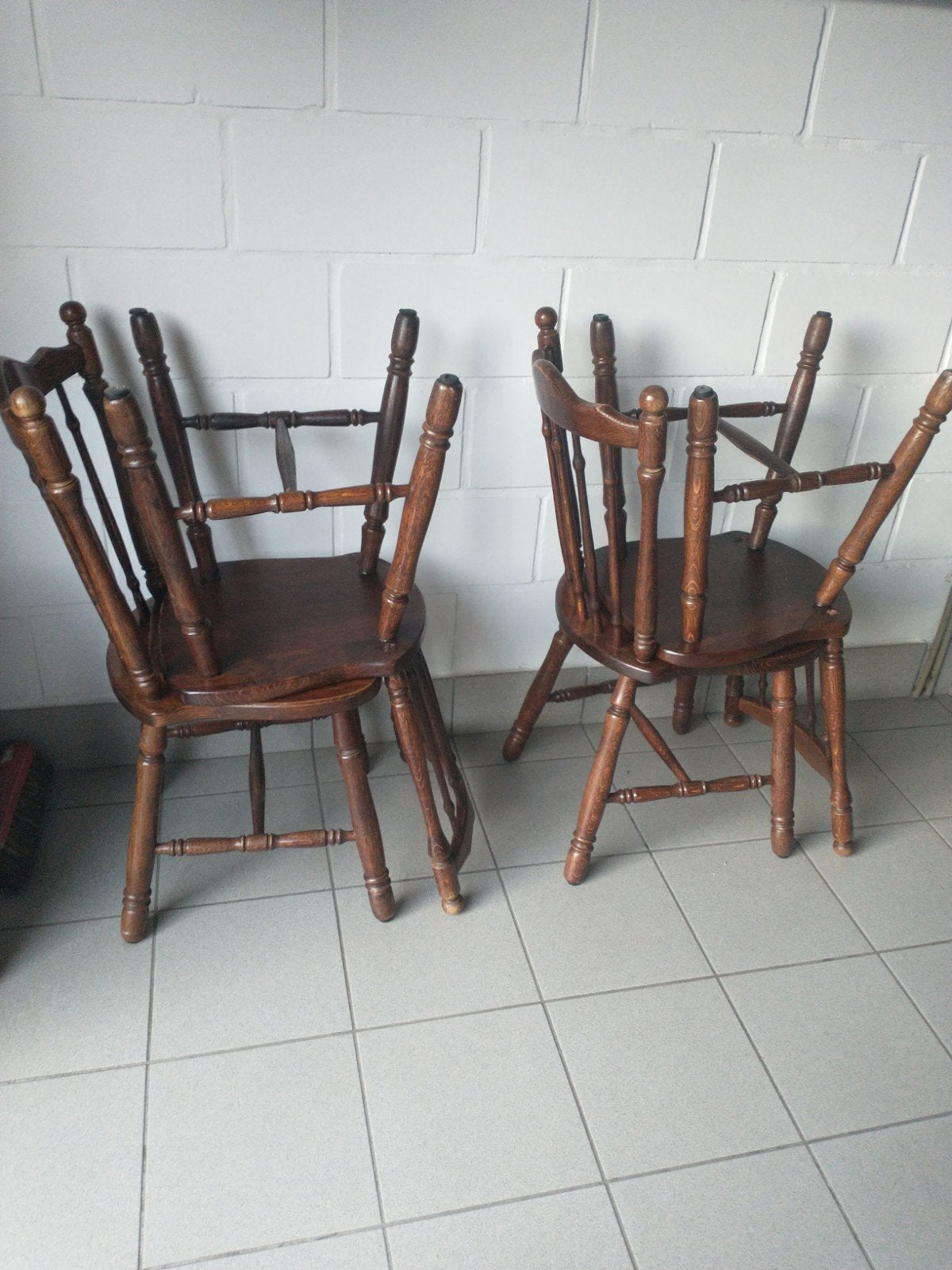4 houten keukenstoelen, Brun, Enlèvement, Utilisé, Bois
