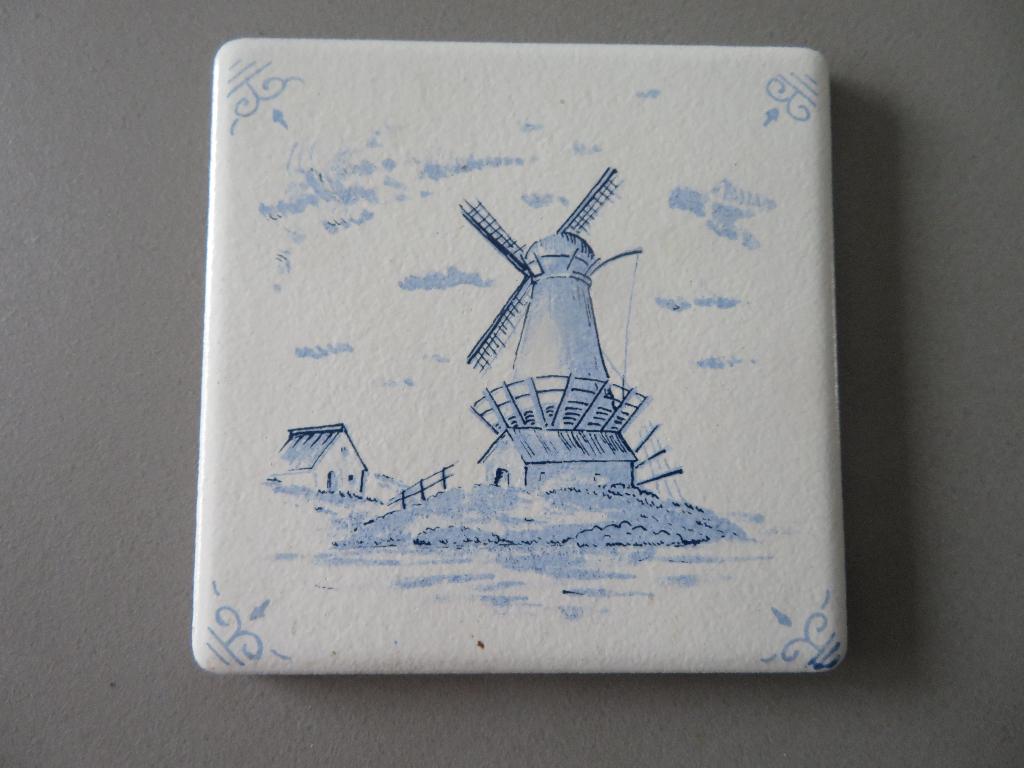 antieke tegel Delfts Blauw windmolen, Antiek en Kunst, Verzenden