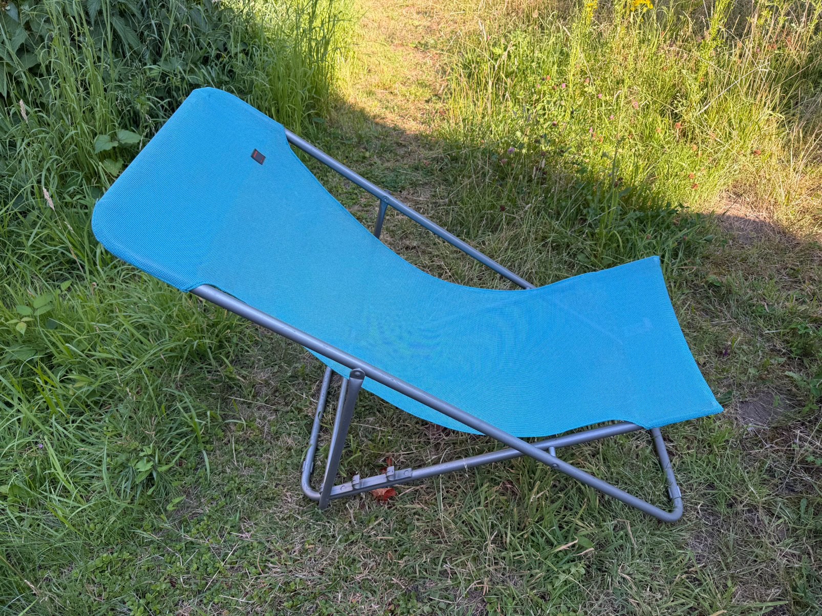 Ligstoel voor tuin/caravan, 3 standen, compact opvouwbaar, Tuin en Terras, Ophalen, Gebruikt, Aluminium, Inklapbaar