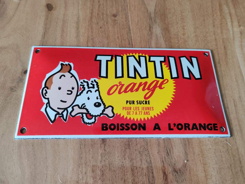 Plaque émaillée Tintin, Enlèvement ou Envoi, Comme neuf, Panneau publicitaire