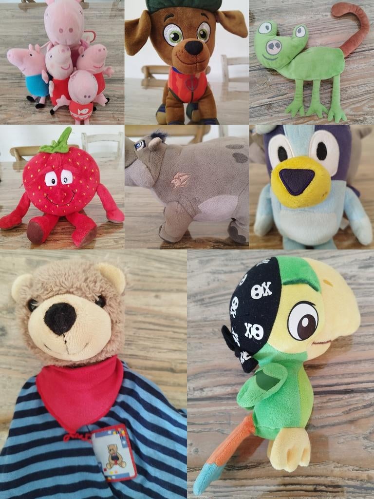 Lot de peluches enfants – Peppa Pig, Bluey, chien, doudou –, Chien