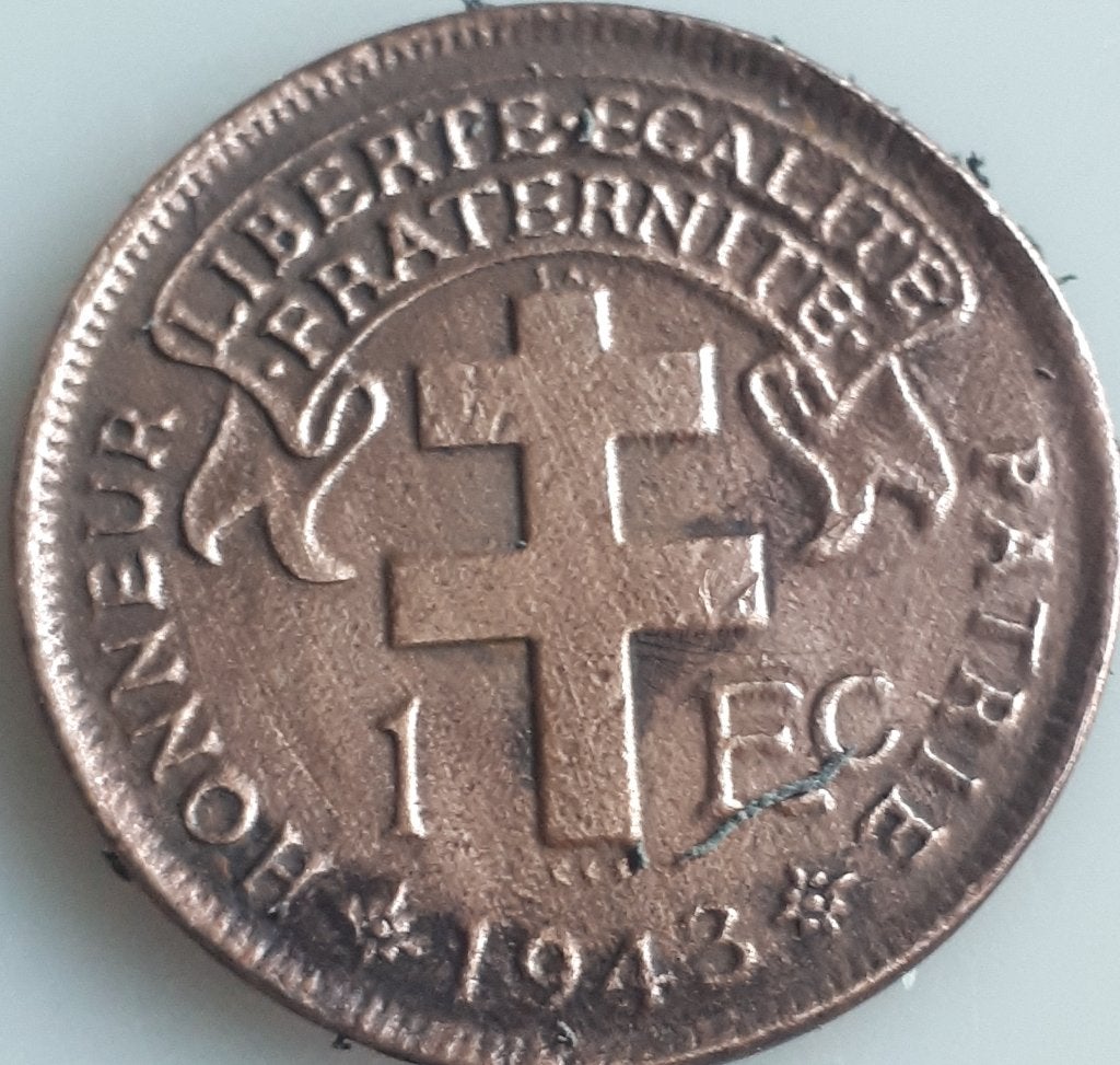 FRANS KAMEROEN: 1FRANC 1943 KM 5, Postzegels en Munten, Ophalen of Verzenden, Overige landen, Losse munt