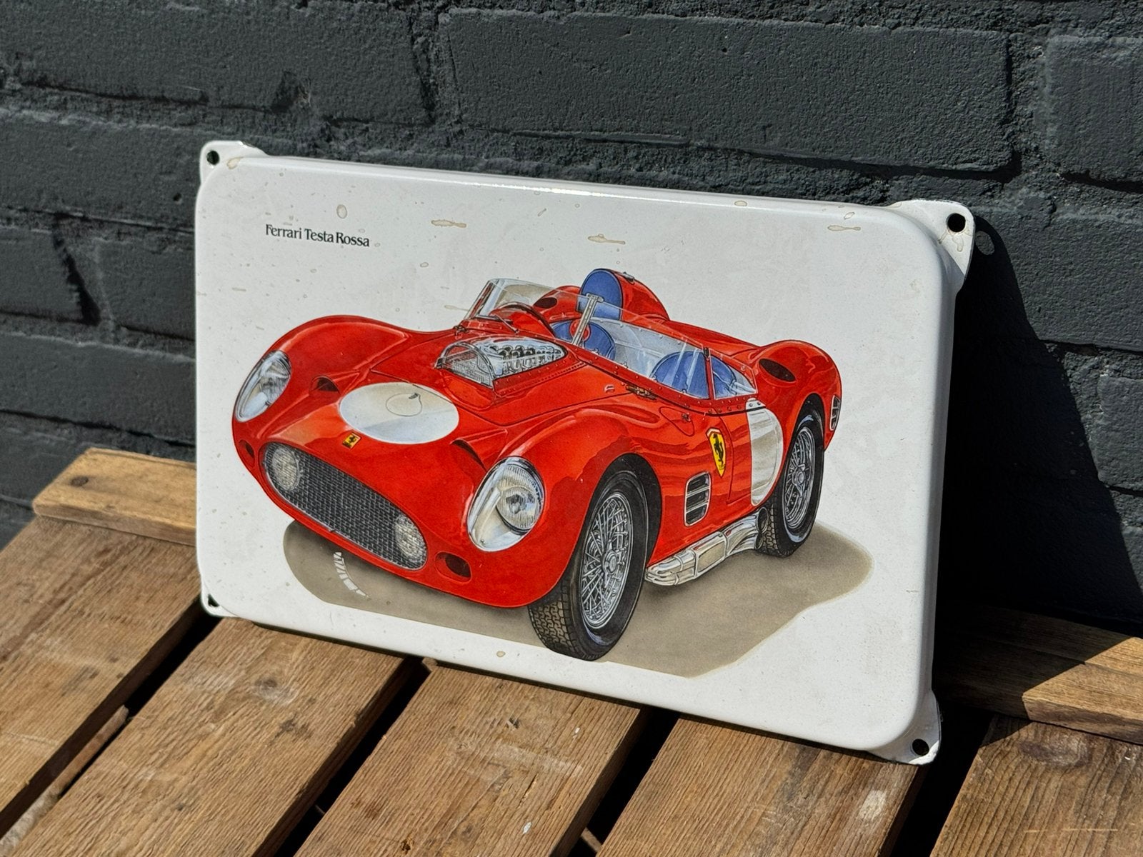 Ferrari emaille reclamebord, Verzamelen, Ophalen of Verzenden, Gebruikt, Reclamebord