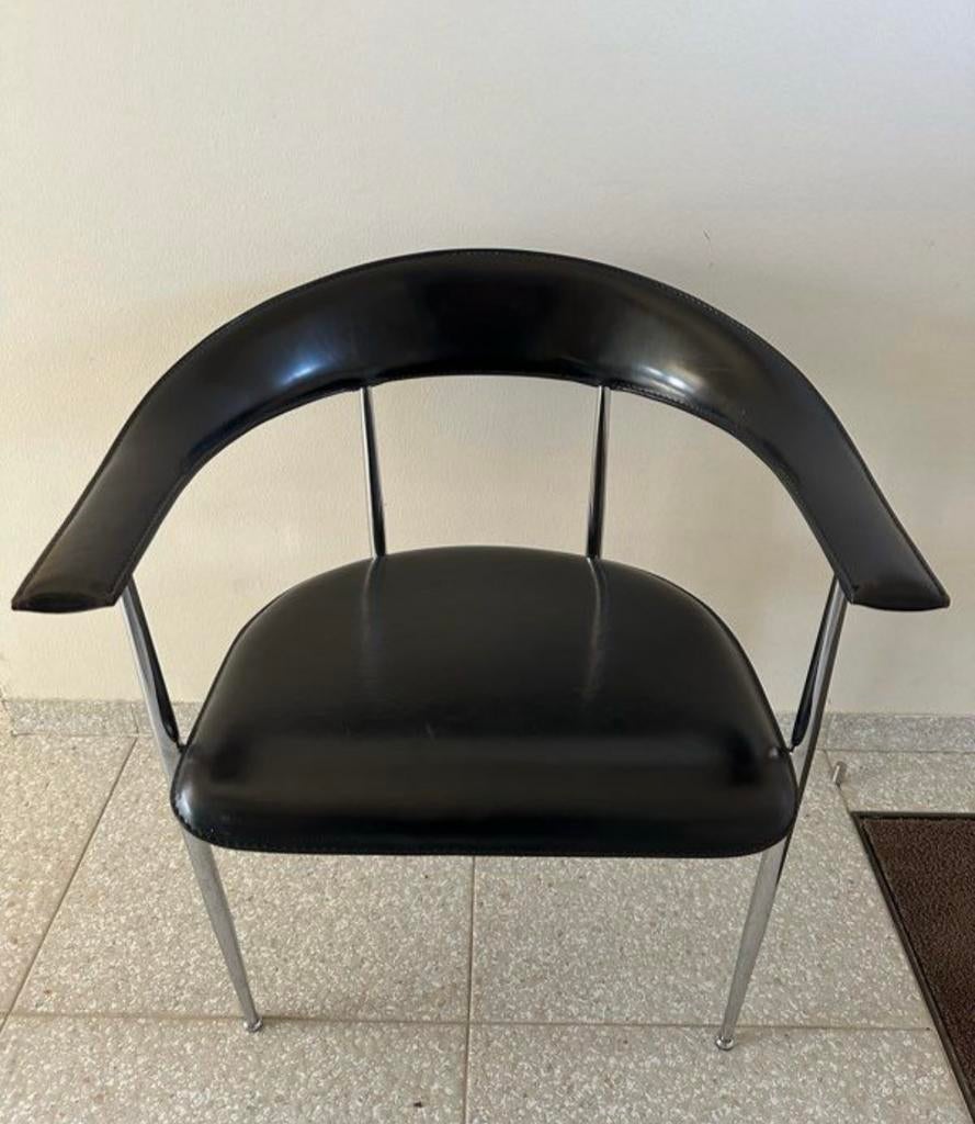 Vintage stoel, Huis en Inrichting, Stoelen, Ophalen, Zo goed als nieuw, Zwart, Leer