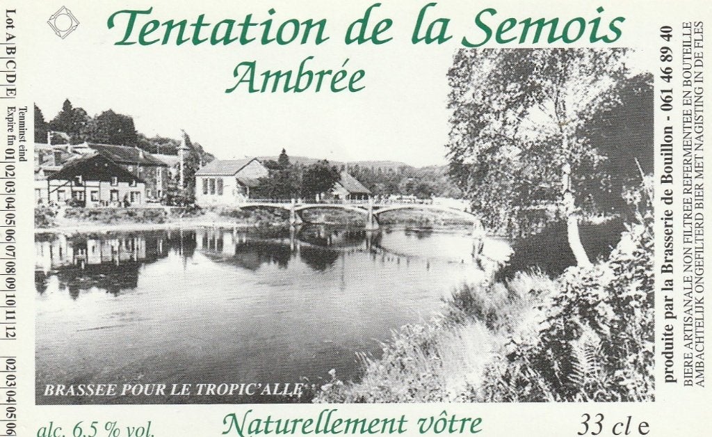 bieretiket België br. de Bouillon:Tentation de la Semois, Envoi, Utilisé, Autres types, Autres marques