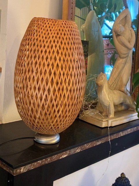 Lampe de table IKEA BÖJA en bambou 40 cm, Huis en Inrichting, Ophalen, Gebruikt, Tafellamp, 40 cm