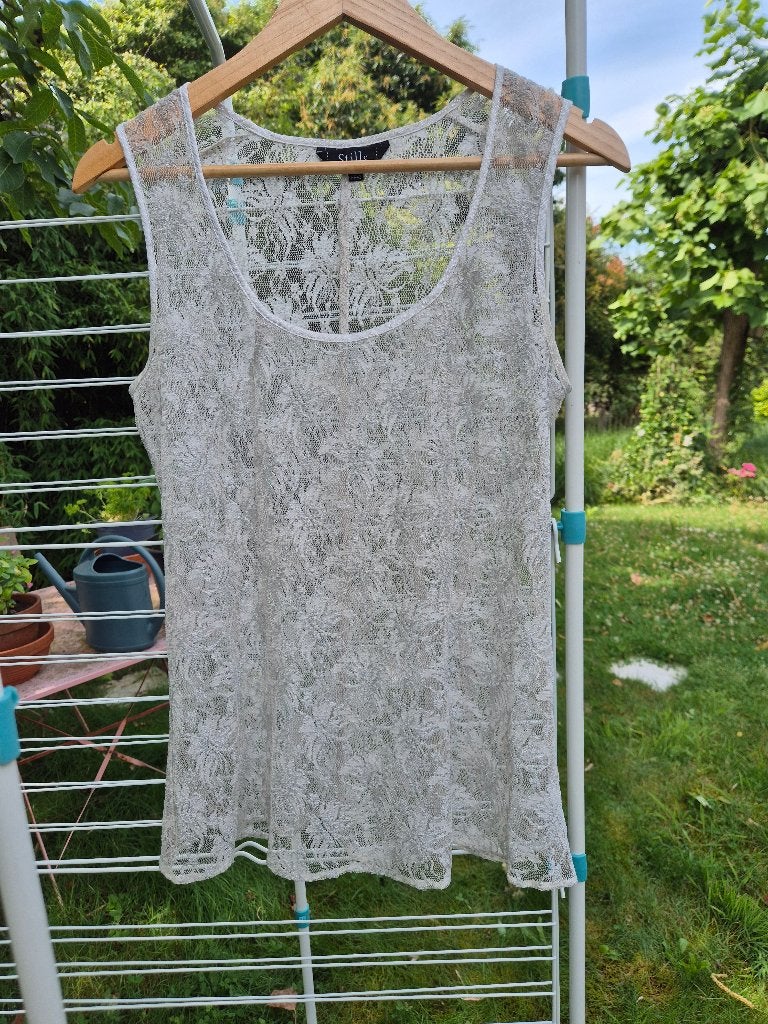 Stills Top transparante couleur perle (fil argenté lurex), Vêtements | Femmes, Sans manches, Taille 38/40 (M), Enlèvement ou Envoi