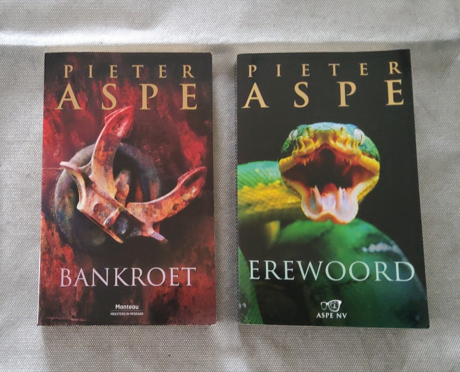 -  ’Bankroet' en 'Erewoord’ - Pieter Aspe, Livres, Thrillers, Enlèvement, Utilisé, Pieter
