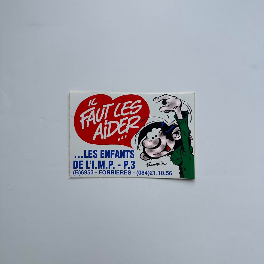 Gaston Lagaffe : rare autocollant Franquin année 90, Verzamelen, Verzenden, Guust of Robbedoes, Nieuw, Plaatje, Poster of Sticker