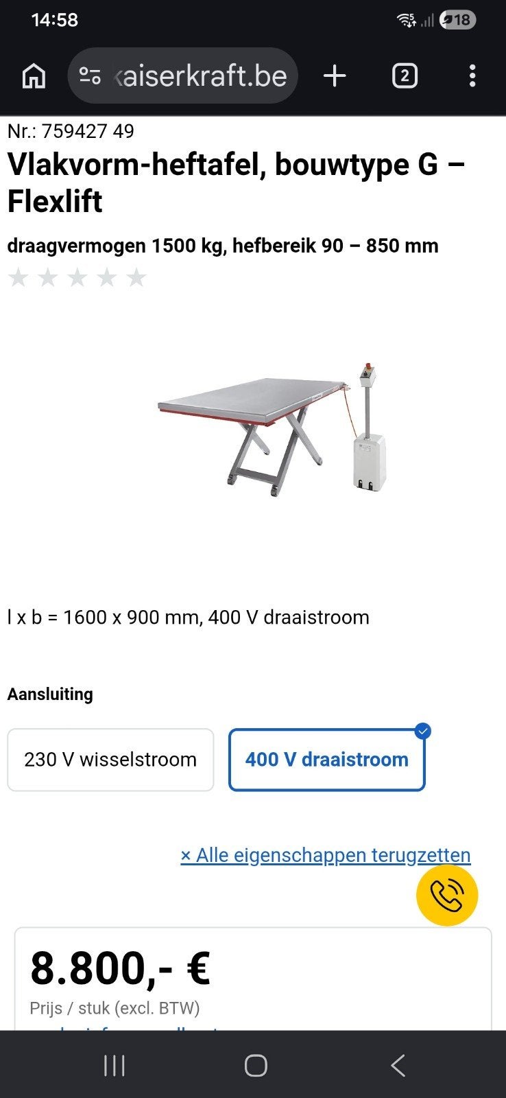schaarheftafel 2 stuks, Ophalen, Zo goed als nieuw, 70 tot 120 cm