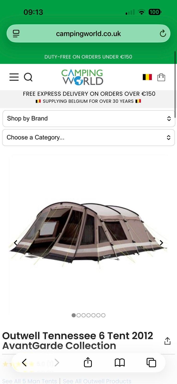 Outwell Tennessee 6 tent / 6 persoons tent, Ophalen, Zo goed als nieuw