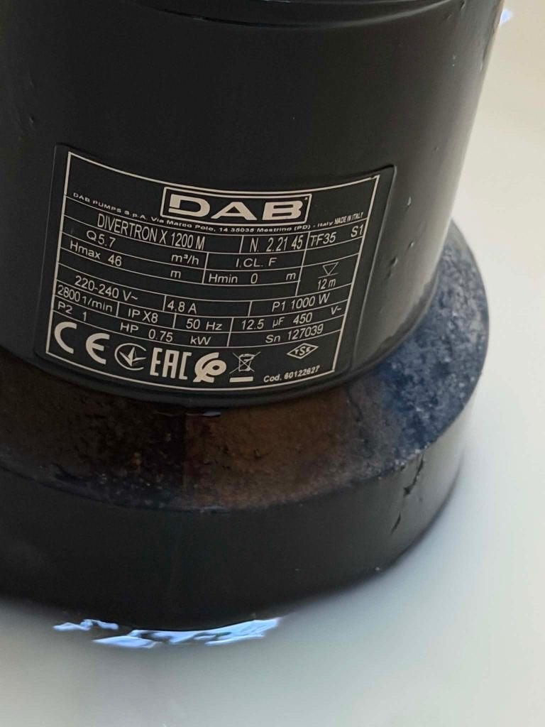 Pompe à eau de pluie DAB Divertron X 1200 M — défaut/pièces, Bricolage & Construction, Enlèvement