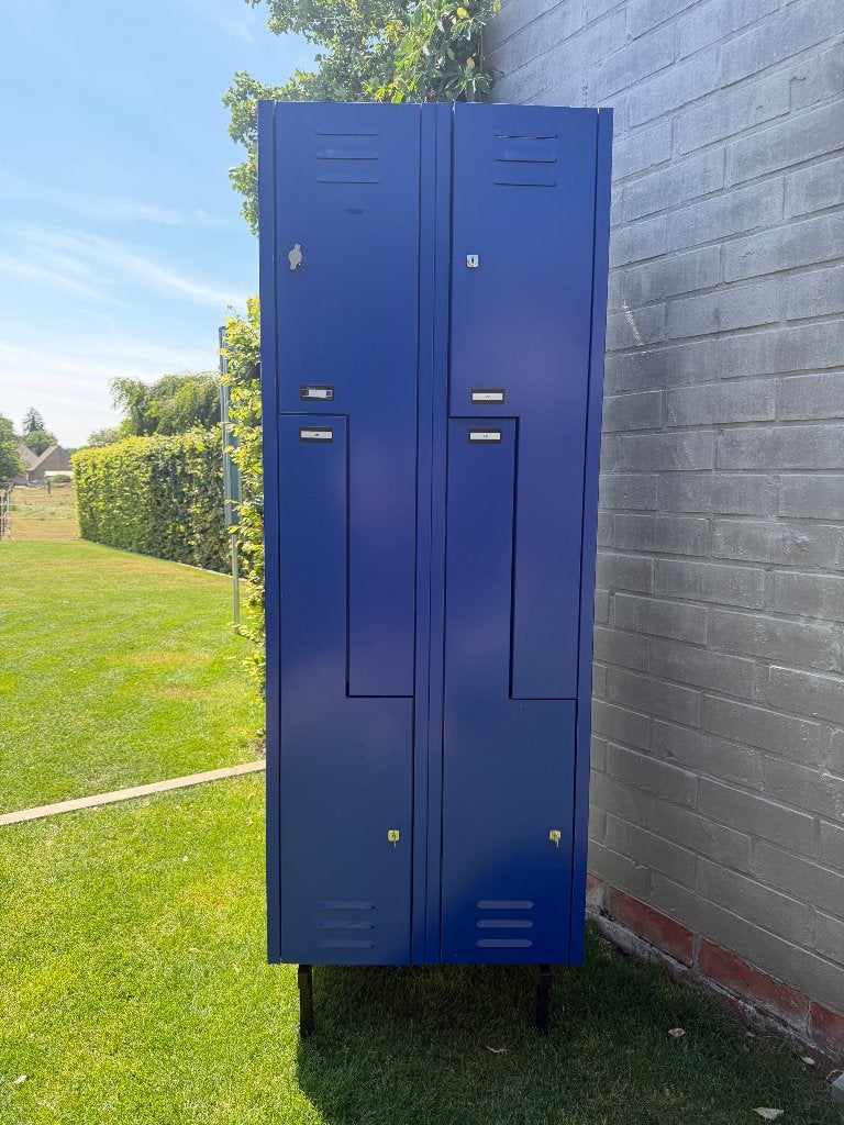 Locker kast blauw met 4 lockers, Ophalen, Gebruikt