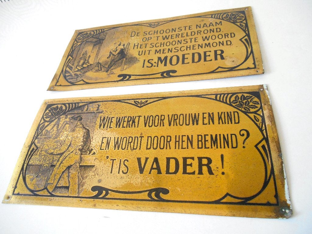Antieke messing plaat "Vader", Envoi