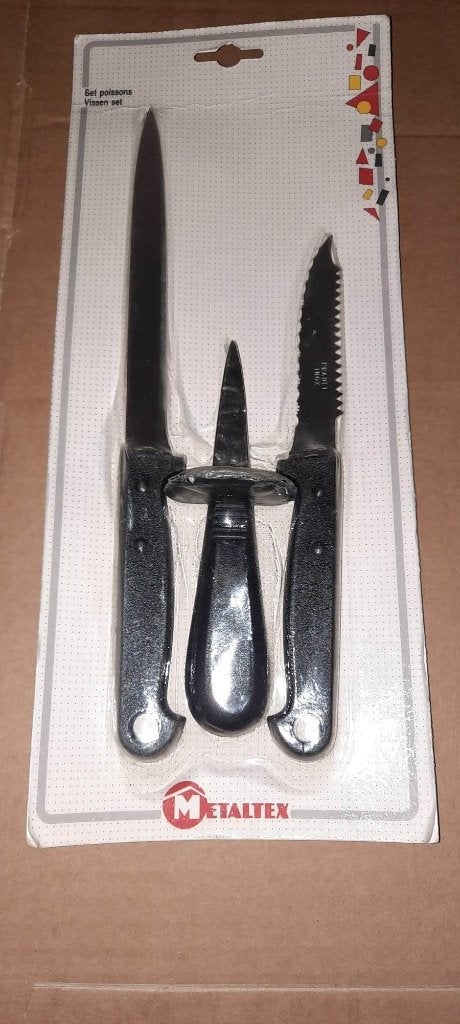 set visbestek van 3 stuks splinternieuw, metaltex, Ophalen of Verzenden, Nieuw
