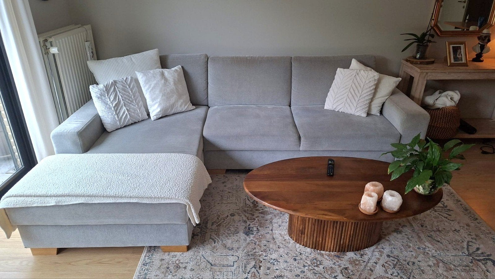 grijze 3 zit met chaise longue Ikea, Huis en Inrichting, Ophalen