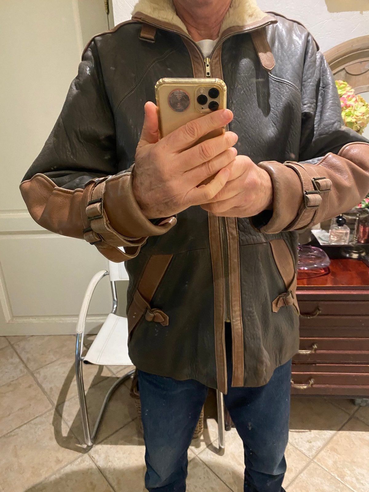 Veste Cuir Vintage 1984 DIKARPA "Casual Leather" – Style Avi, Enlèvement ou Envoi, Comme neuf, Taille 52/54 (L), Brun