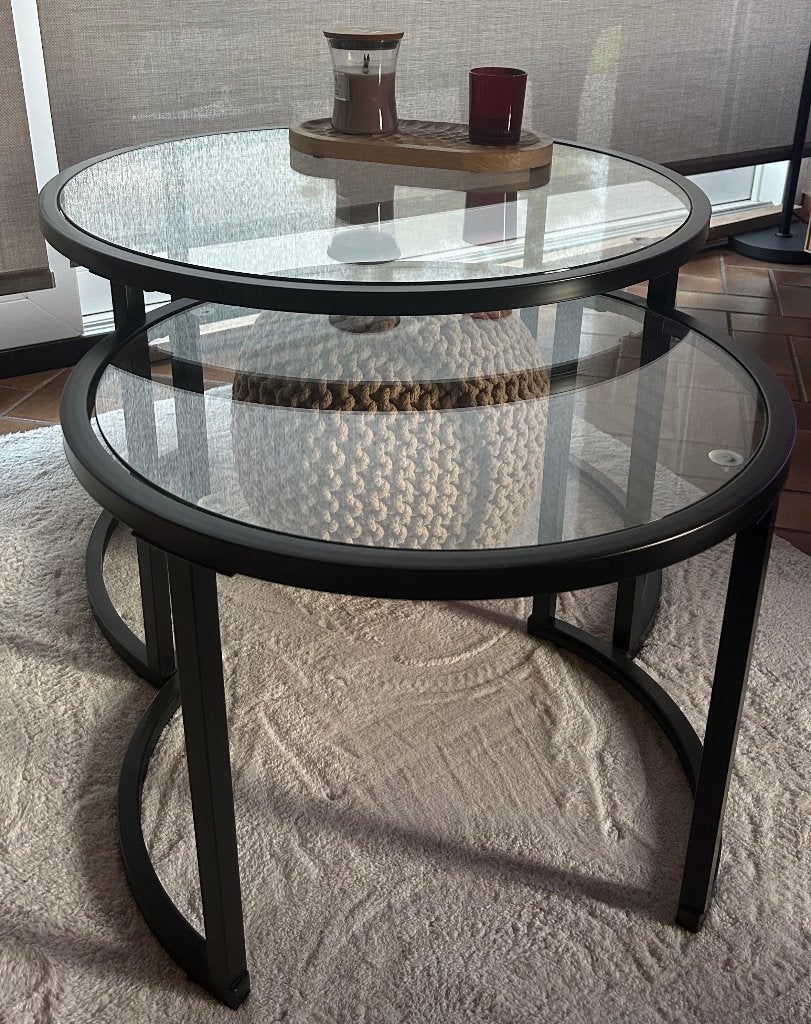 Tables basses ronde avec pouf, Maison & Meubles, Moins de 50 cm, Rond, Comme neuf, Enlèvement