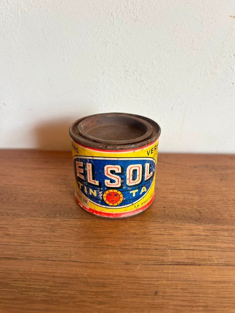 Vintage El Sol verfblik – kleurrijk design, Verzamelen, Blikken, Ophalen of Verzenden