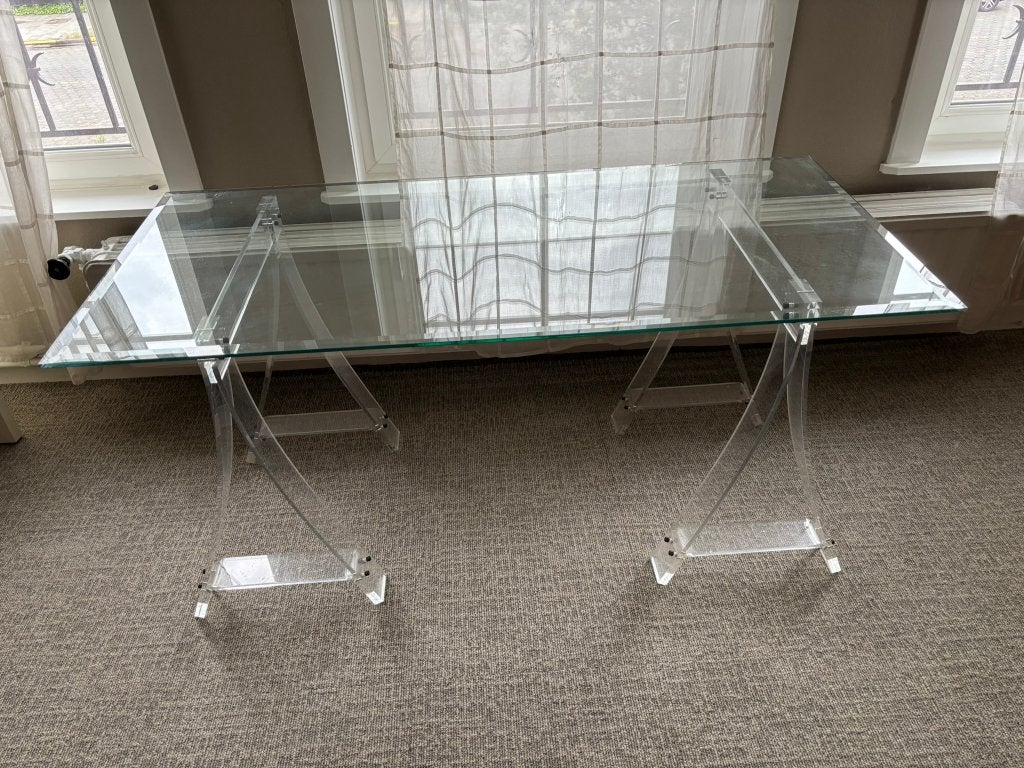 glazen bureautafel, Autres marques, Autres types, 150 cm, Comme neuf
