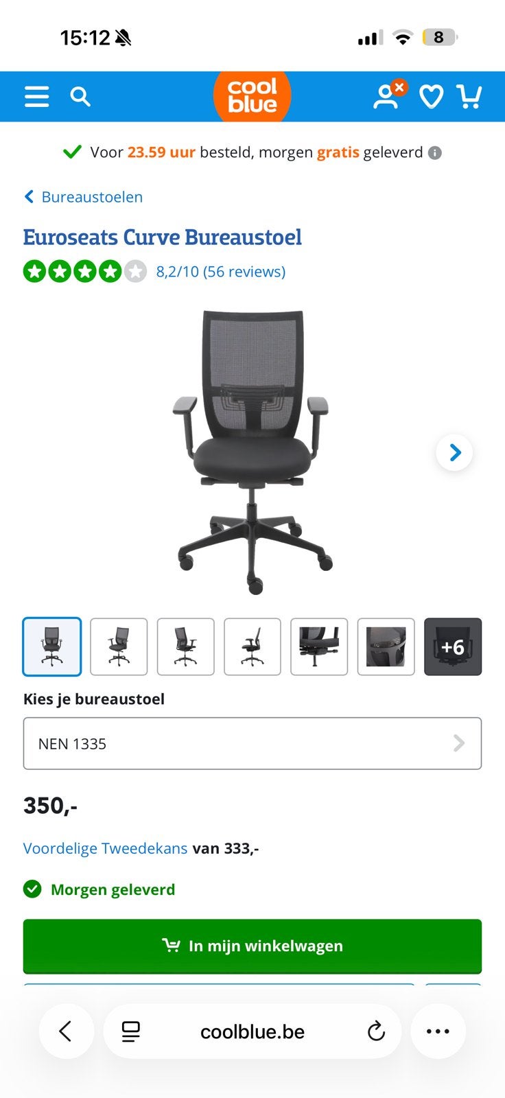 Euroseats bureaustoel zwart nieuw in doos, Enlèvement, Neuf