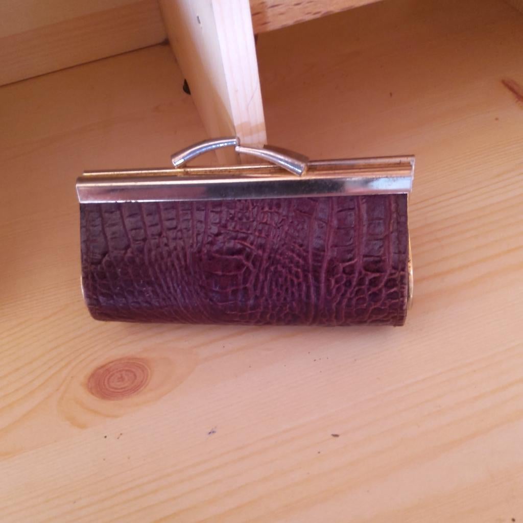 Vintage portemonnee in krokodillenleer., Ophalen of Verzenden, Zo goed als nieuw, Bruin, Leder