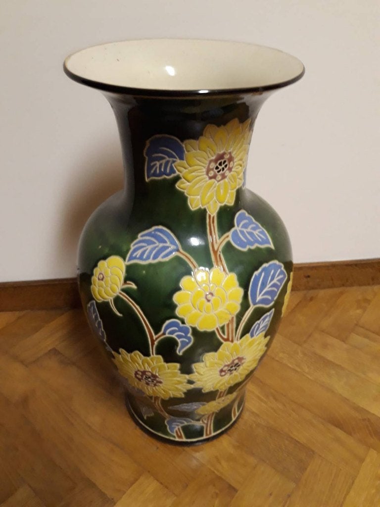 Porseleinen vaas, Ophalen, Gebruikt, 54 cm, Met patroon/structuur