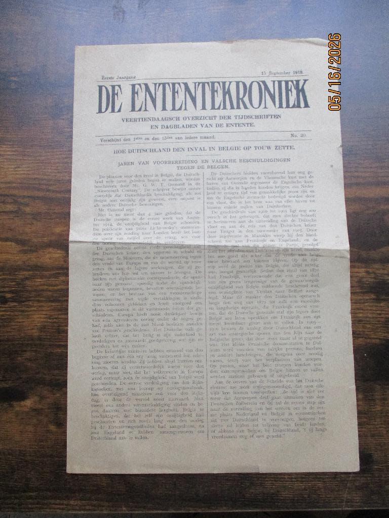 Journal belge 1918, Envoi