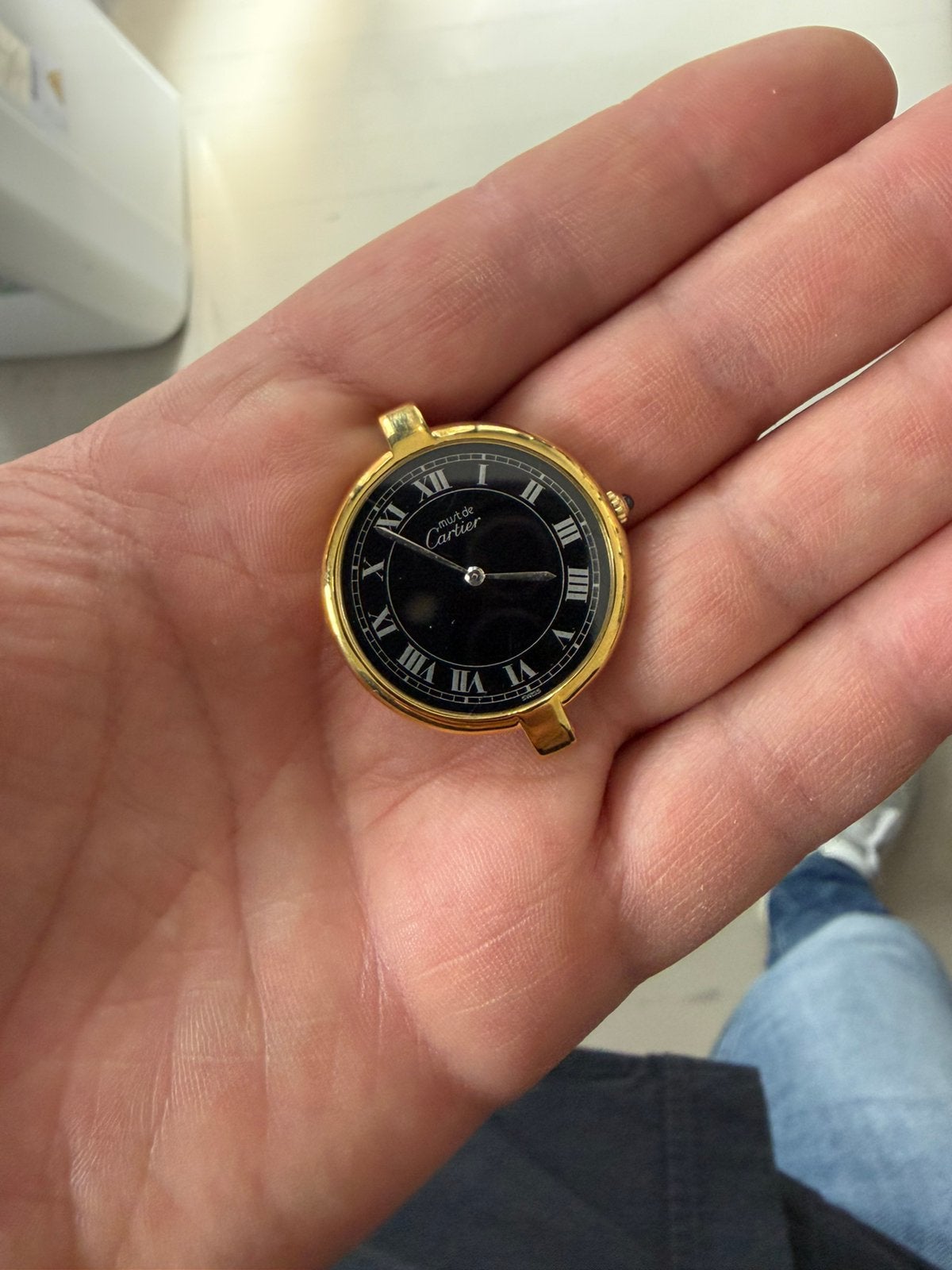 Cartier Must by GM zwarte wijzerplaat worden gerestaureerd, Ophalen of Verzenden, Zo goed als nieuw, Zwart