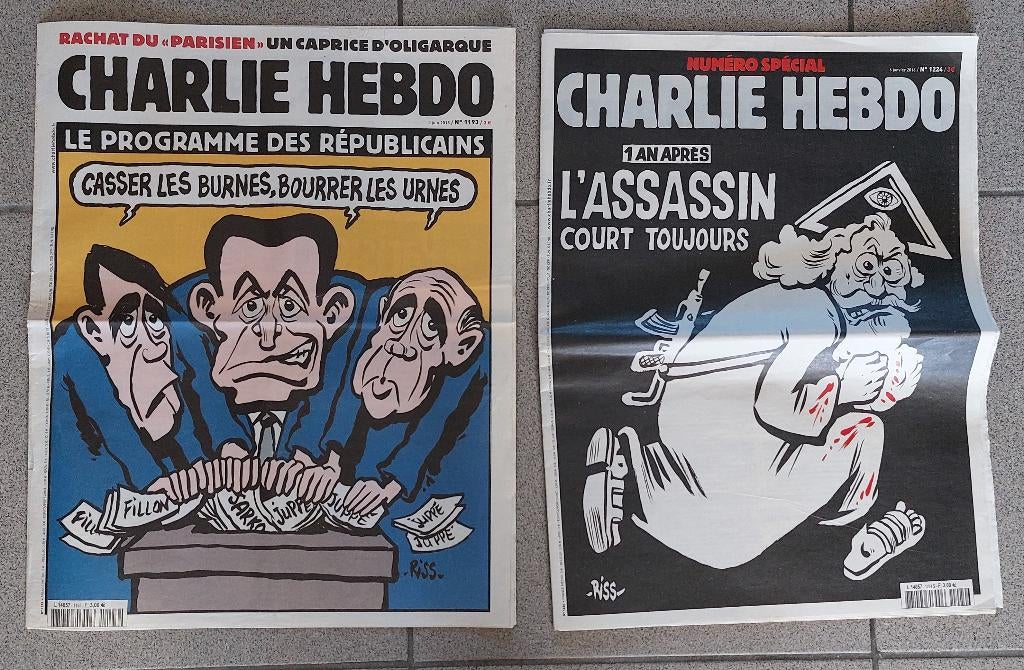 2 franse magazines Charlie Hebdo nummers 1193 & 1224, Ophalen of Verzenden, 1980 tot heden, Tijdschrift