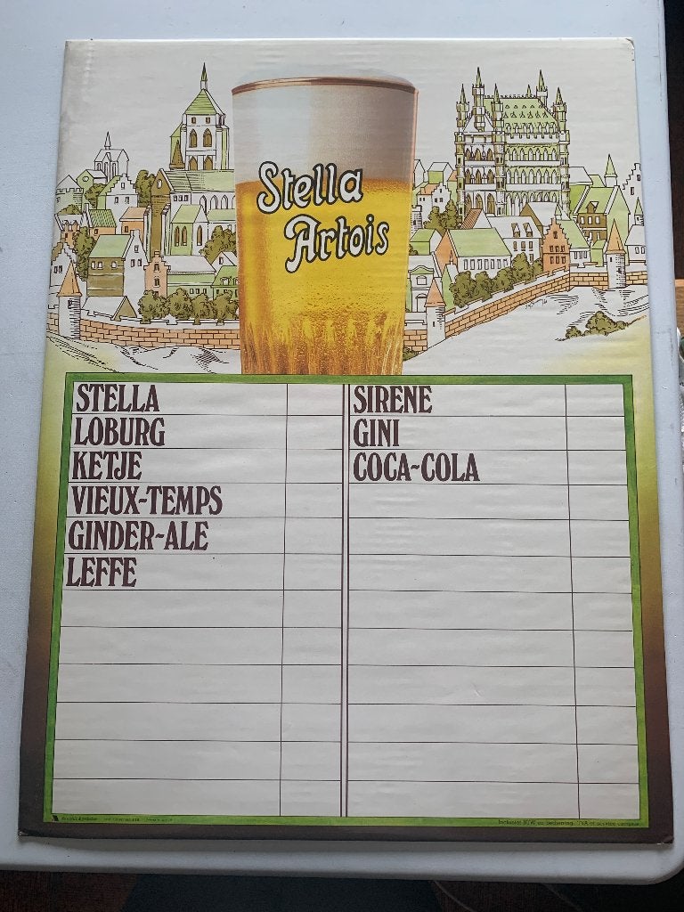 Vinted menu prijslijst Stella Artois Café, Ophalen, Nieuw, Overige typen, Stella Artois