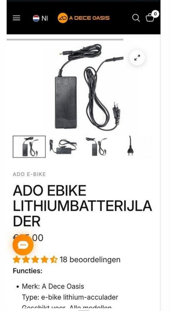 Ado elektrische fiets oplader, Ophalen of Verzenden