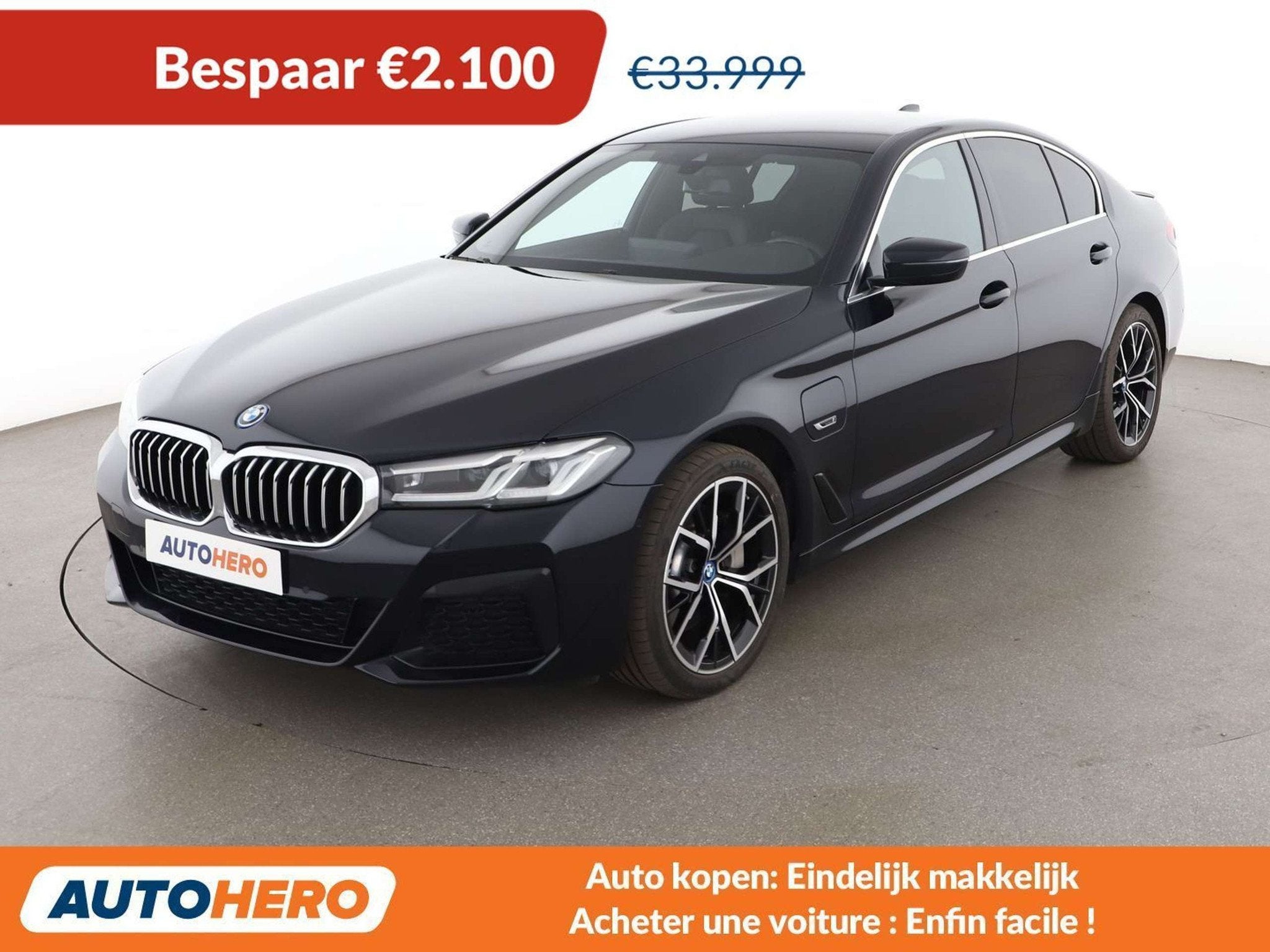 BMW 5 Serie 530 530e xDrive M Sport (bj 2022, automaat), Auto's, Automaat, Zwart, Leder, Elektrisch