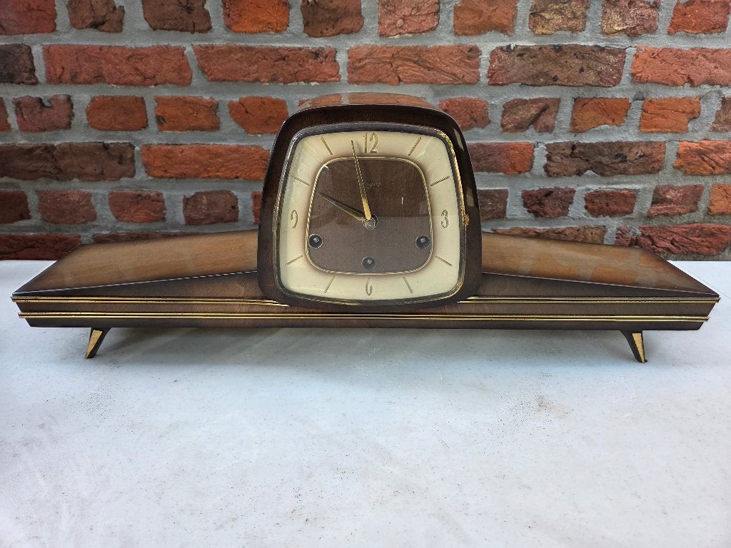 Vintage Urgos schouwklok – houten mantelklok – jaren 50/60, Vintage, Enlèvement
