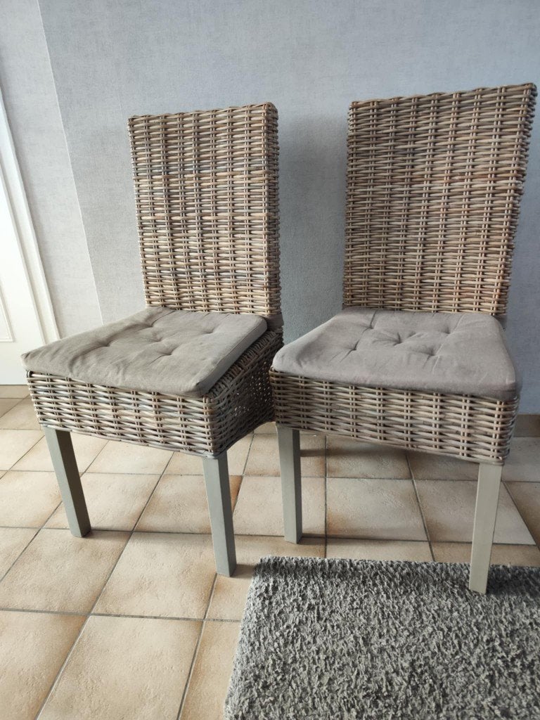 2 stoelen, Huis en Inrichting, Ophalen, Gebruikt, Bruin, Riet of Rotan