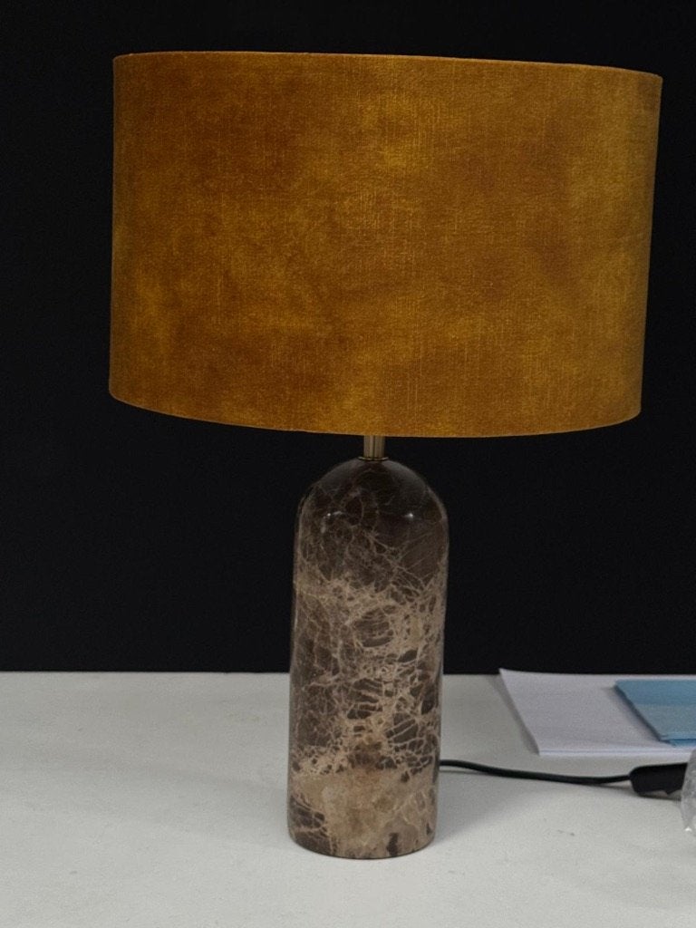 Lampe Marbre Marron, Maison & Meubles, Matériau naturel, Avec abat-jour, Marron, Lampe d'appoint