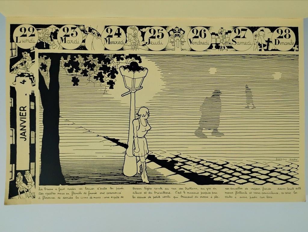 Illustration originale imprimée, signée Francis André, Enlèvement ou Envoi