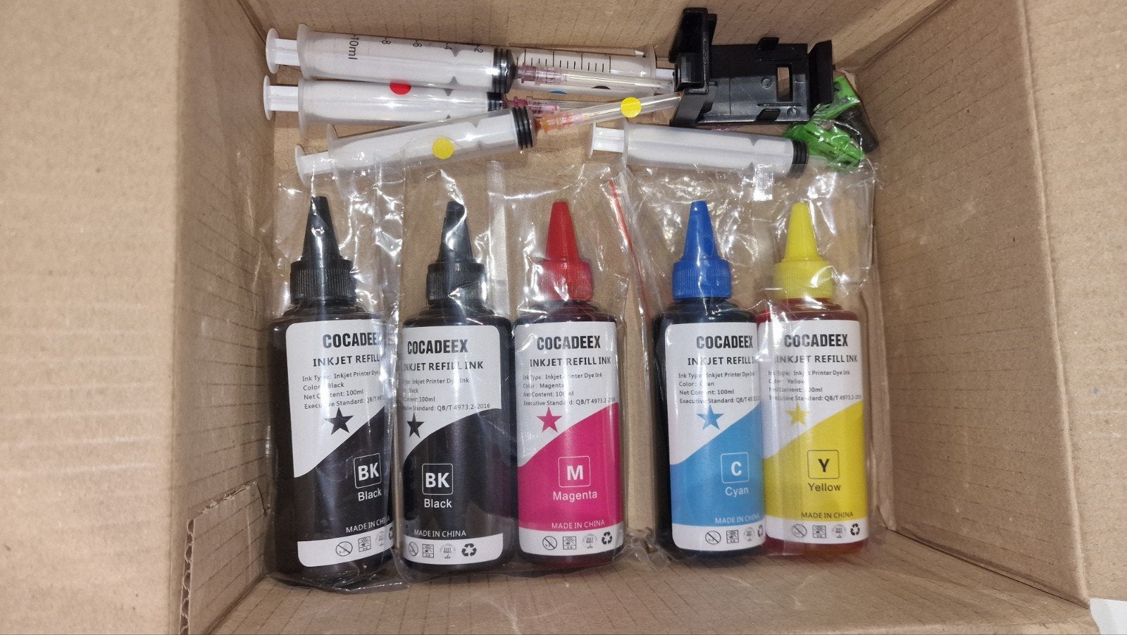5 flacons d'encre pour imprimante hp, Enlèvement ou Envoi, Utilisé, Cartridge, Cocadeex