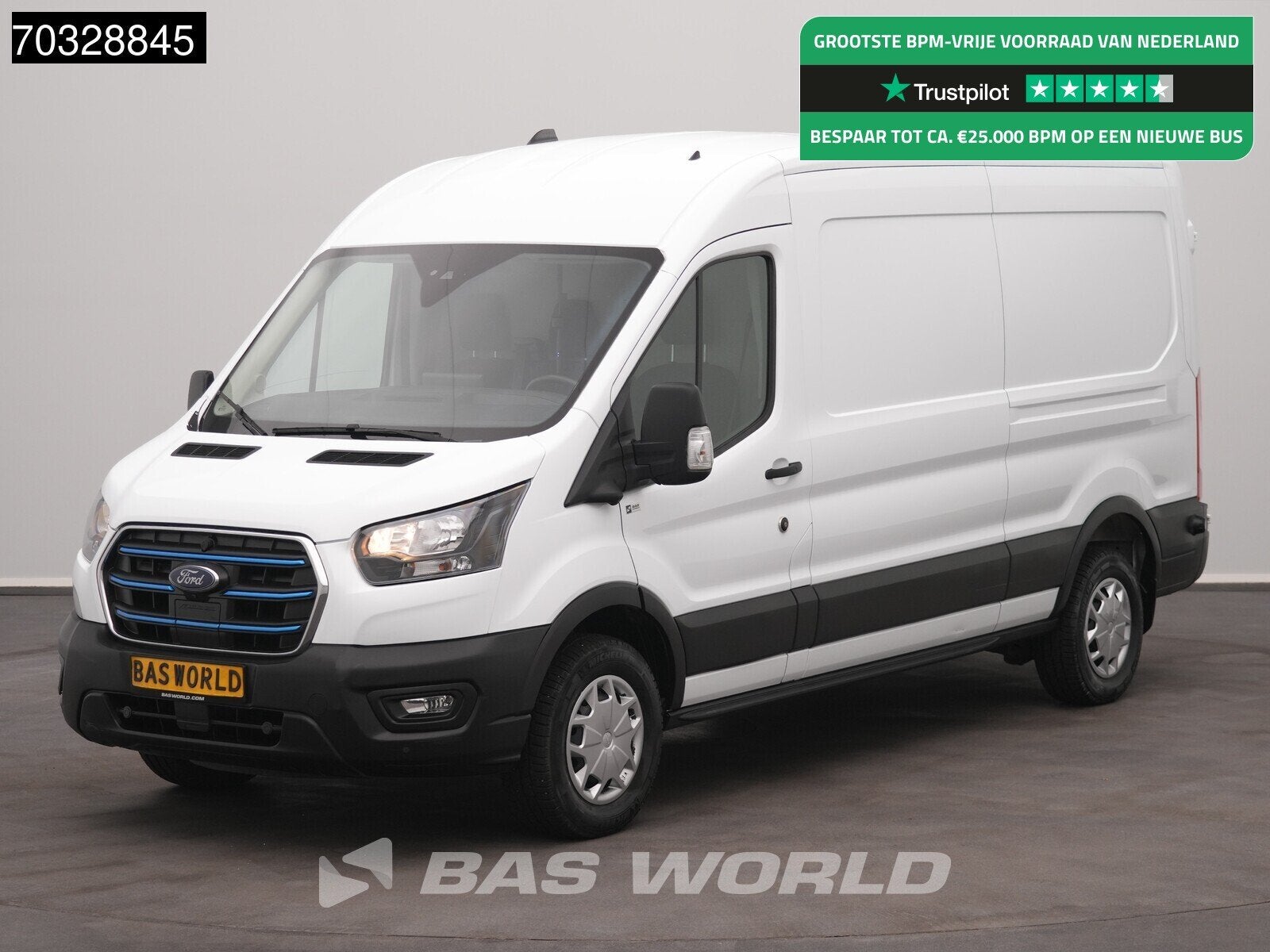 Ford e-Transit 184pk L3H2 L3 Elektrisch 68kWh 317km WLTP Nav, Achat, 135 kW, Entreprise, 3 places