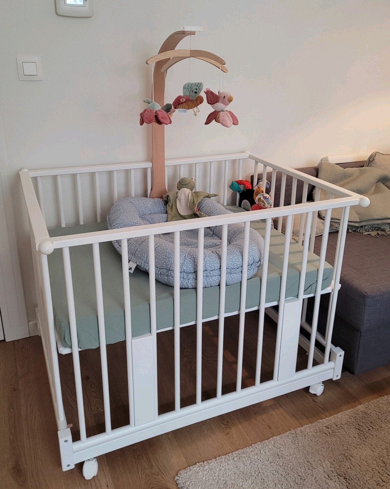 Babypark wit hout, 75100 cm, met matras en 2 hoeslaken, Kinderen en Baby's, Ophalen, Gebruikt, Rechthoekig, In hoogte verstelbaar