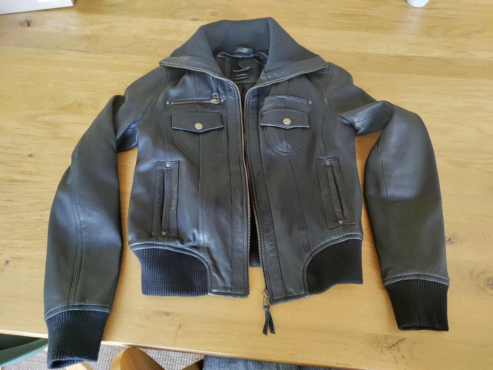 leren jas, Kleding | Dames, Ophalen, Nieuw, Maat 36 (S), Zwart