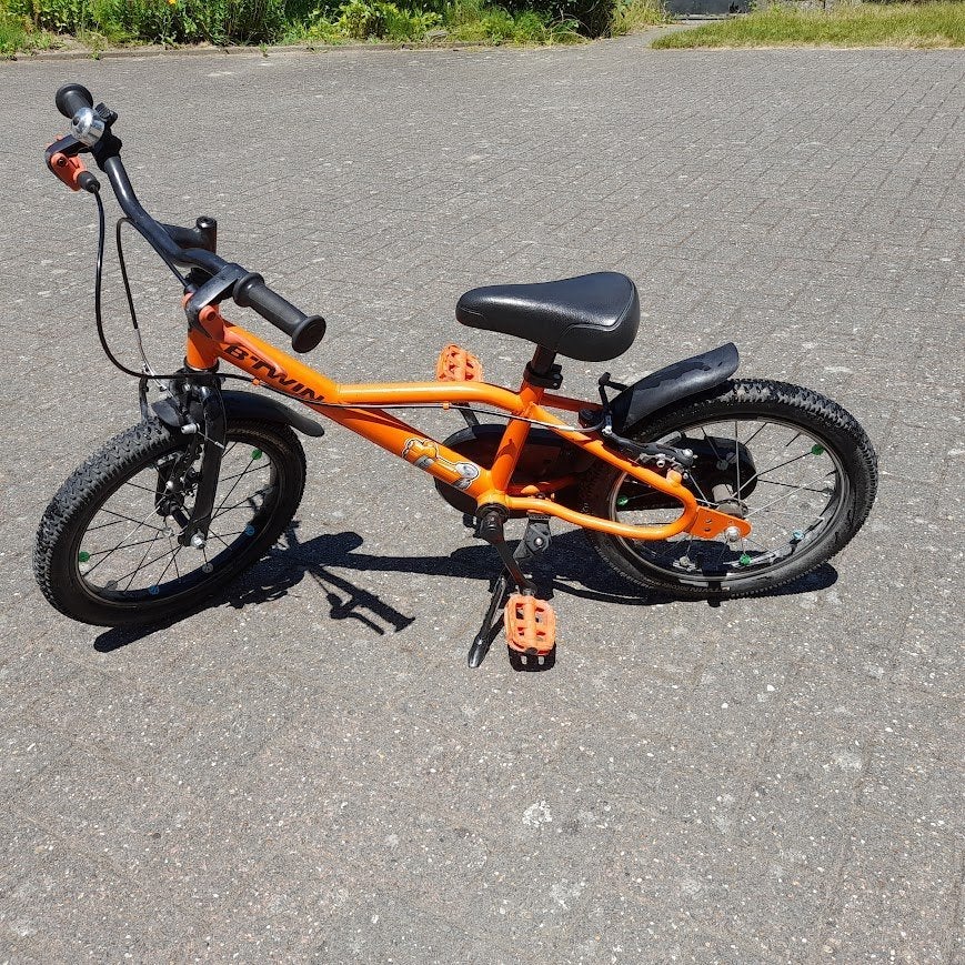 kinderfiets 14 inch crossfiets bmx, Fietsen en Brommers, Fietsen | Crossfietsen en BMX, Ophalen, Gebruikt, Velgrem, B-Twin