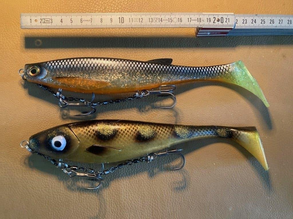 XL shads + stinger snoekvisserij: Gator Gum + Scout shad, Watersport en Boten, Hengelsport | Roofvissen, Ophalen of Verzenden
