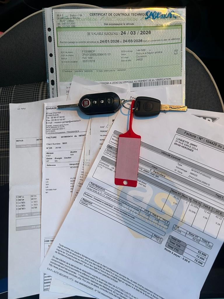 Fiat 500 2017 1.2 ess super belle avec garantie, Autos, Entreprise, Achat