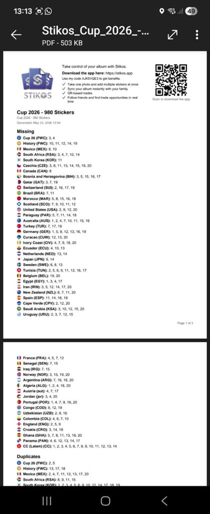 Panini 2026, Enlèvement