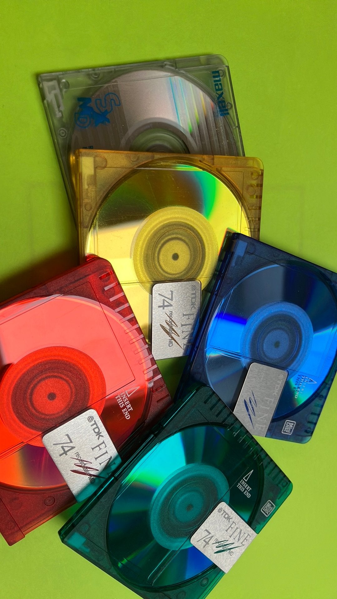 Minidisc TDK Fine Color 74min (16x) + (9x) Maxell SX74, Audio, Tv en Foto, Verzenden, Minidisc-recorder