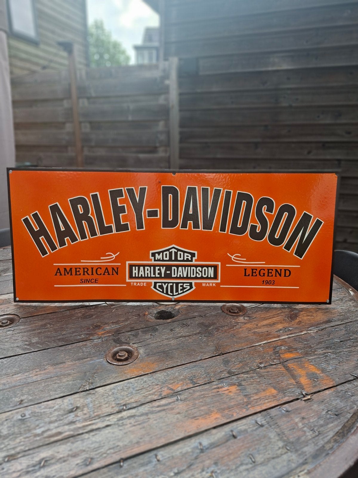 emaille reclamebord harley davidson, Verzamelen, Ophalen of Verzenden, Reclamebord