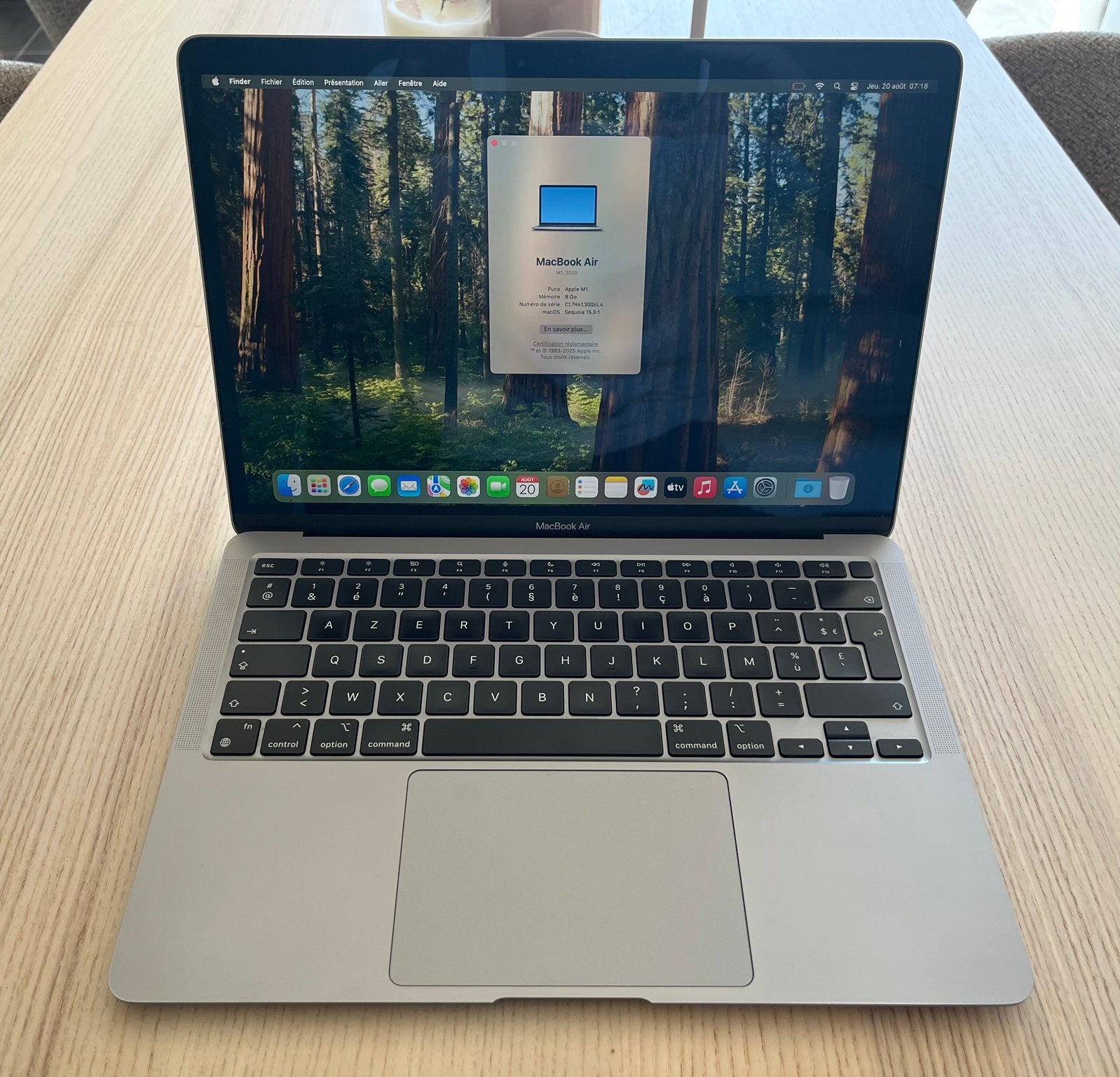 MacBook Air 13” M1 — 8 GB RAM — 256 GB SSD — AZERTY, Gebruikt, 256 GB, 8 GB, 13 inch