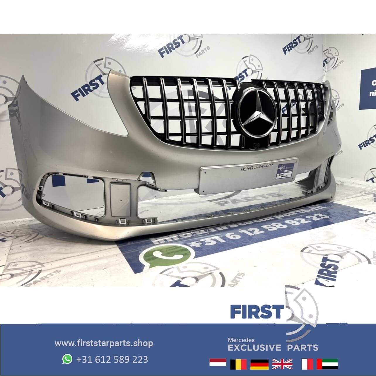 W447 VITO / V KLASSE FACELIFT VOORBUMPER GRIJS origineel Mer, Gebruikt, -, Voor, Ophalen of Verzenden